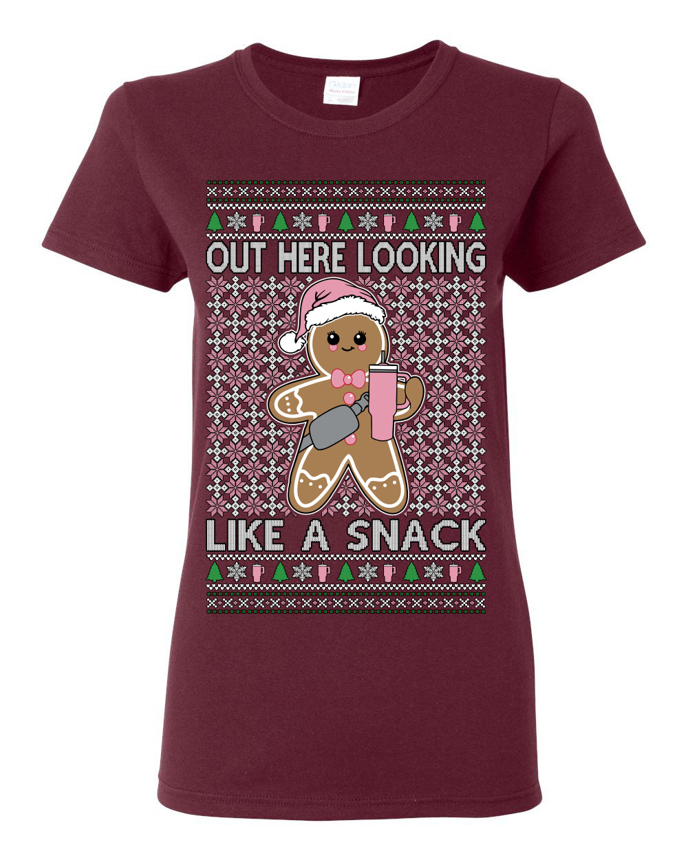 Out Here Looking Like a Snack Cute Xmas Cookie Ugly Christmas Sweater Ugly Christmas Womens Graphic T-Shirt
