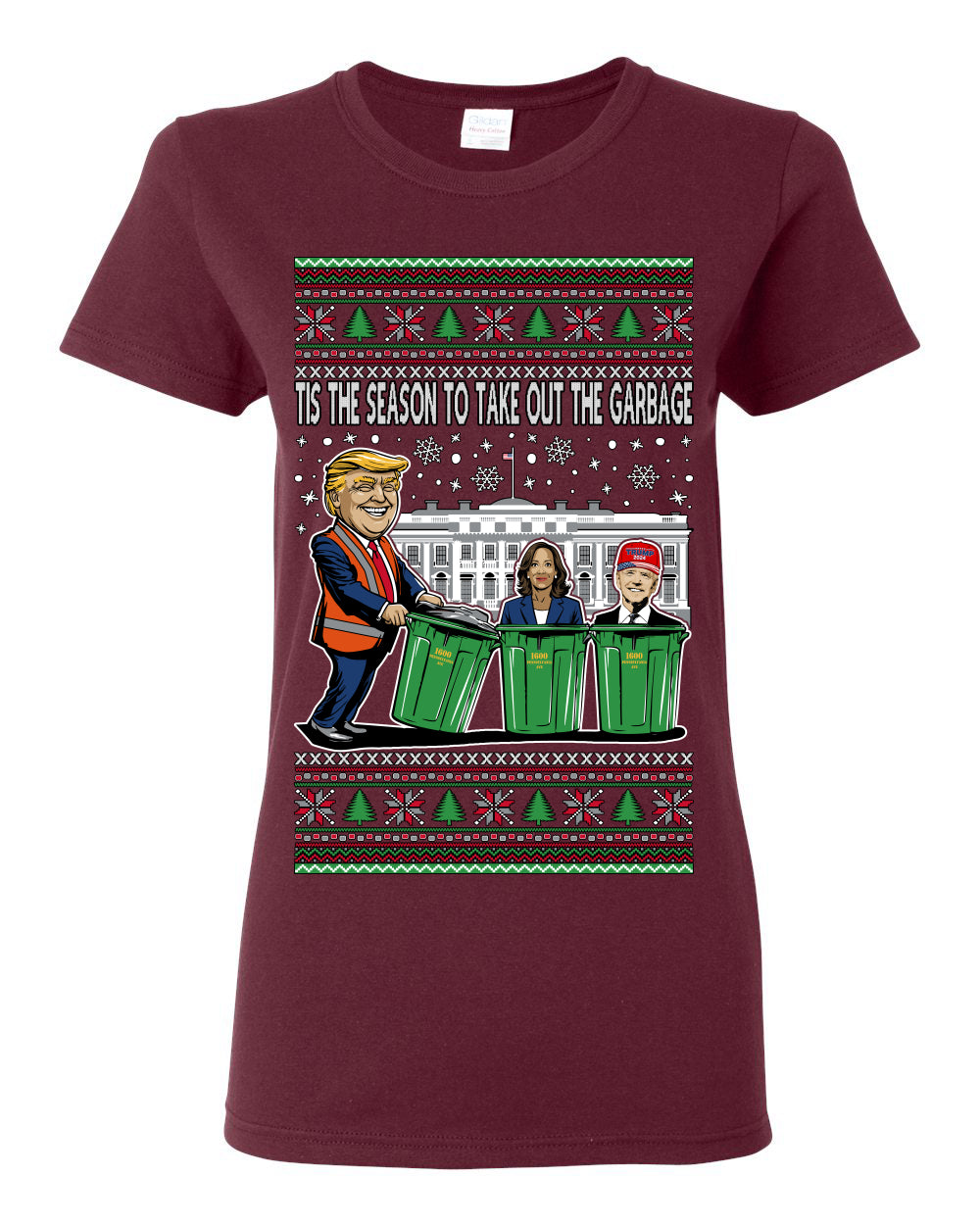 Tis the Season to Take Out the Garbage President Trump, 47th USA President of the United States, Gift for Republicans Conservatives Ugly Christmas Sweater Ugly Christmas Womens Graphic T-Shirt