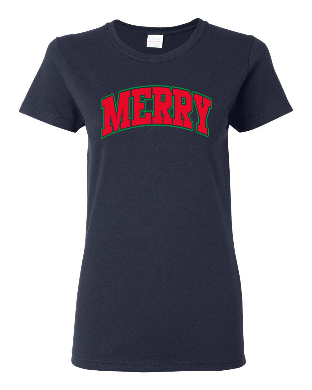 Merry | Cute Winter Holiday College Style Ugly Christmas Womens Graphic T-Shirt