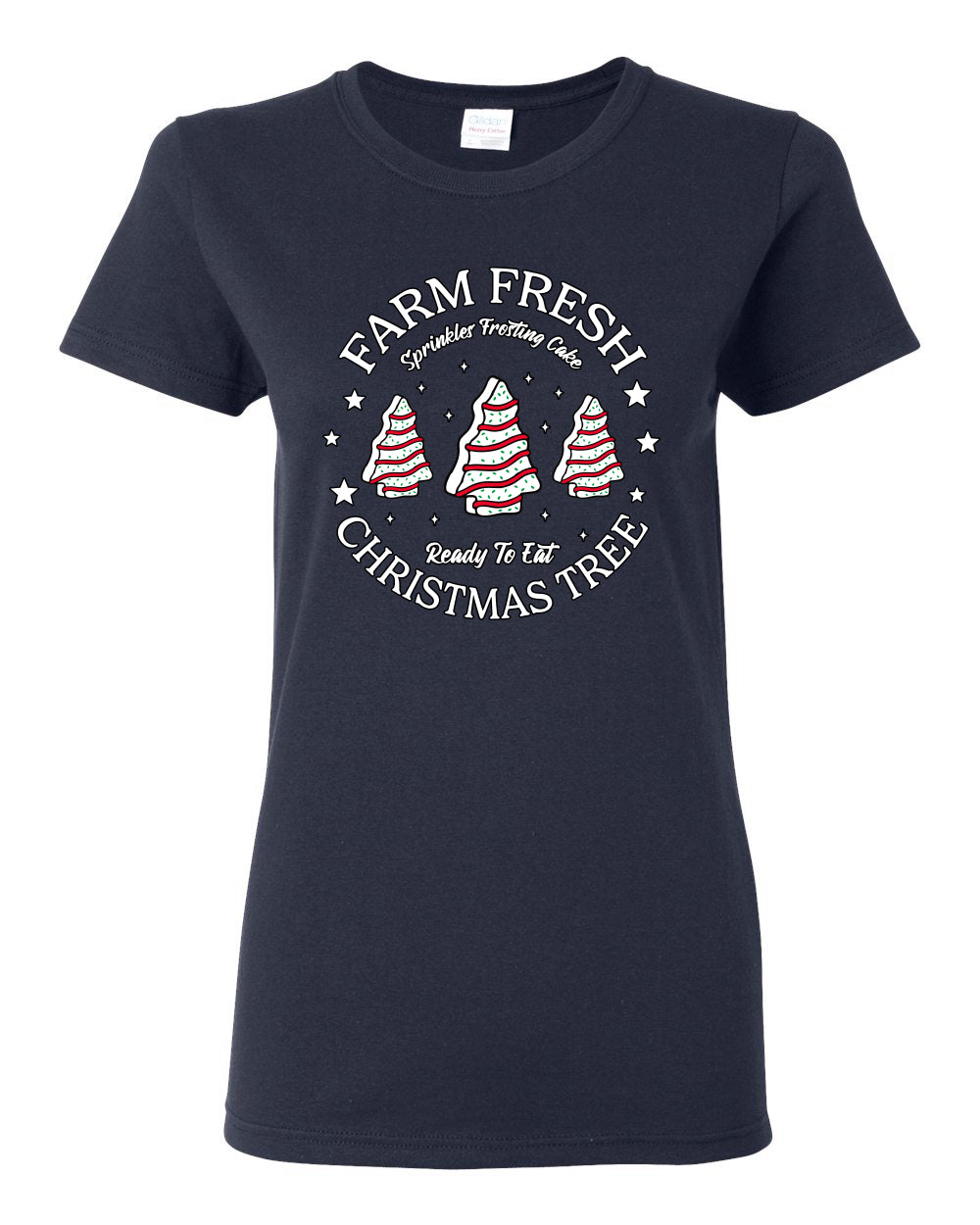 Farm Fresh Christmas Tree, Sprinkle Frosted Cake, Ready to Eat | Classic Winter Holiday Dessert  Ugly Christmas Womens Graphic T-Shirt