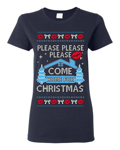 Please Please Please Come Home for Xmas, Sabrina Fan Viral Pop Song Concert Tour Merch, Ugly Christmas Sweater Ugly Christmas Womens Graphic T-Shirt