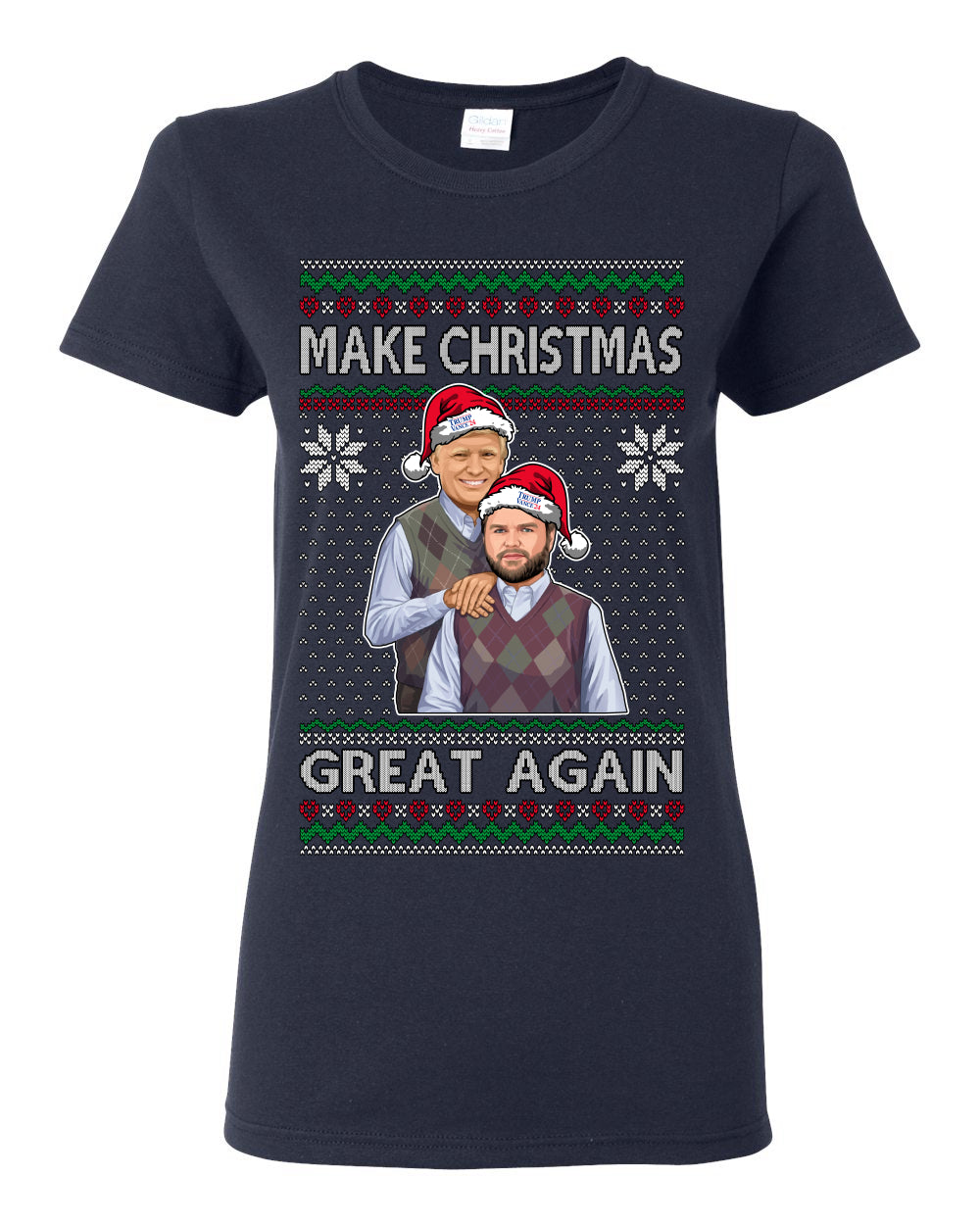 Make Christmas Great Again, MAGA Donald Trump JD Vance 2024, 2000s Comedy Movie Parody, Ugly Christmas Sweater Ugly Christmas Womens Graphic T-Shirt