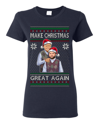 Make Christmas Great Again, MAGA Donald Trump JD Vance 2024, 2000s Comedy Movie Parody, Ugly Christmas Sweater Ugly Christmas Womens Graphic T-Shirt