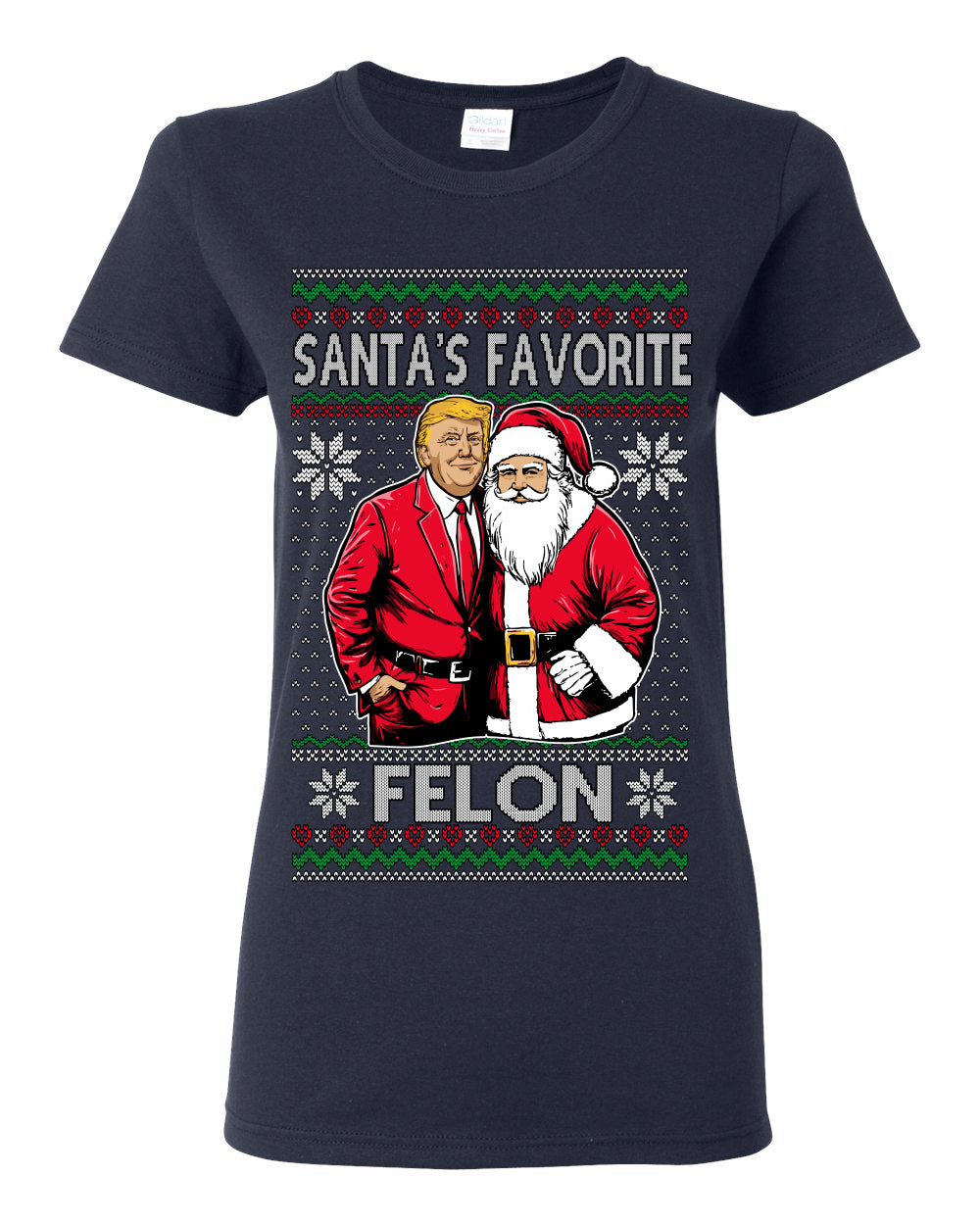 Santa's Favorite Felo,n Funny Donald Trump JD Vance 2024 MAGA Make America Great Again Xmas Santa Claus Funny Sweaters Gift Merch for Republicans, Ugly Christmas Sweater Ugly Christmas Womens Graphic T-Shirt