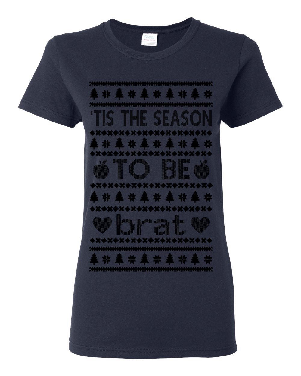 Tis the Season to Be Brat Dark Text, Xmas Viral Meme Music Rave Concert Merch, Unisex Ugly Christmas Sweaters for Women Men Ugly Christmas Womens Graphic T-Shirt