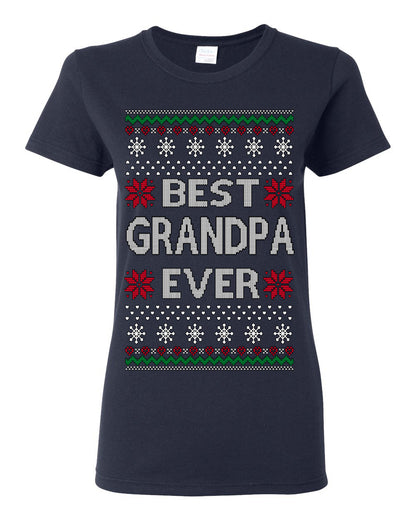 Best Grandpa Ever Classic Xmas Winter Holidays Ugly Christmas Sweater Ugly Christmas Womens Graphic T-Shirt