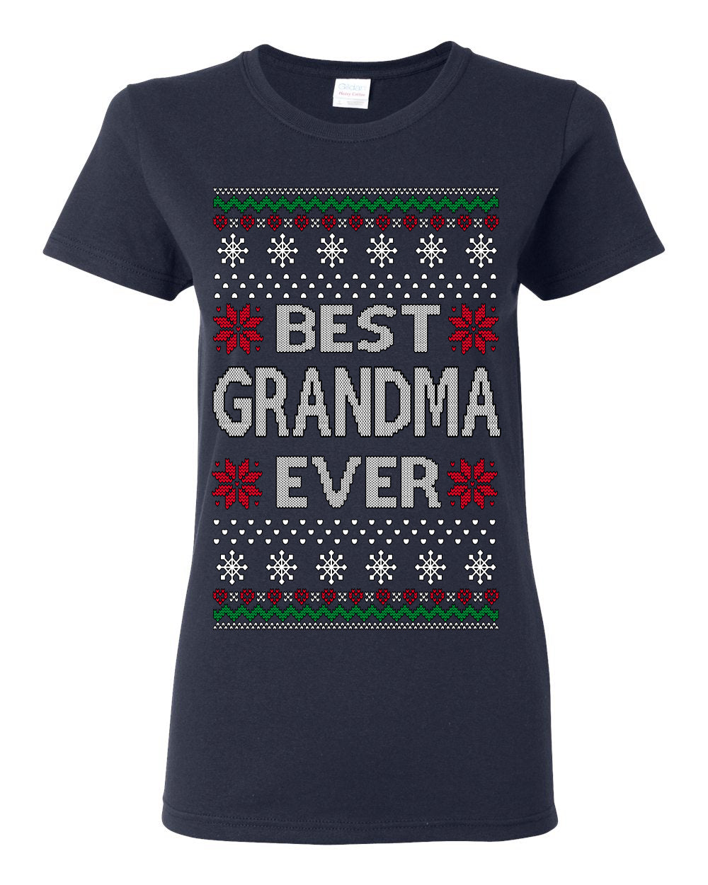 Best Grandma Ever Classic Xmas Winter Holidays Ugly Christmas Sweater Ugly Christmas Womens Graphic T-Shirt