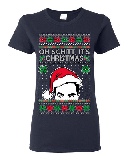 Oh Schitt It's Christmas Funny David TV Show Sitcom Ugly Christmas Sweater Ugly Christmas Womens Graphic T-Shirt