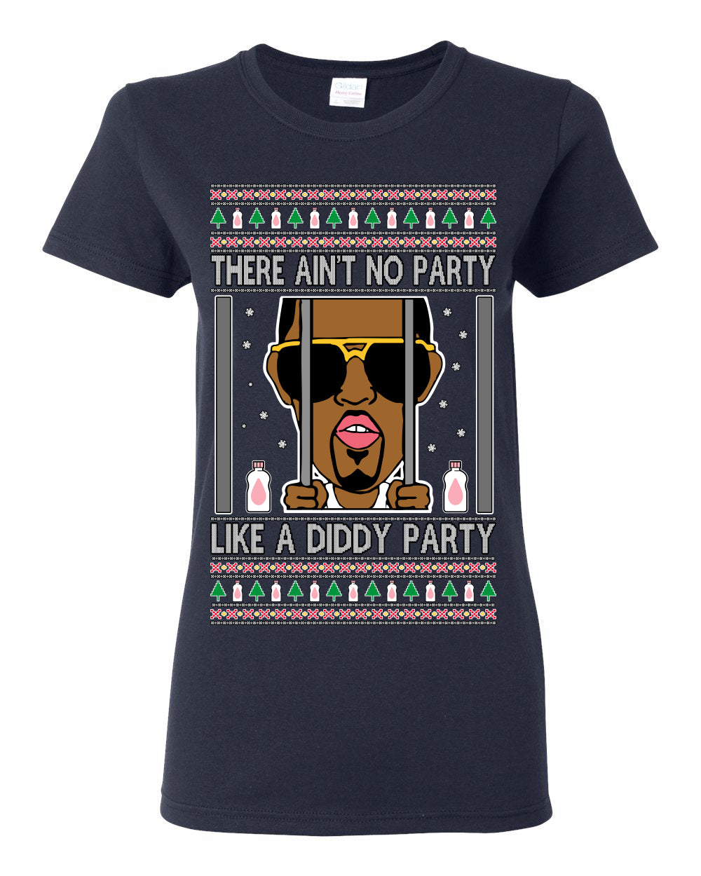 There Ain't No Party Like a Diddy Party, Viral Meme Trendy Baby Oil Crazy Parties Funny Classic Ugly Christmas Sweater Ugly Christmas Womens Graphic T-Shirt