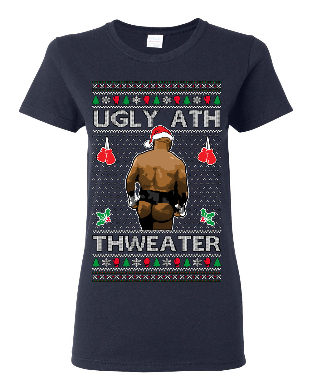Ugly Ath Sweater Merry Chrithmith, Mike Tyson Butt Viral Ugly Ass Boxing Fight Meme Men Women Funny Ugly Christmas Sweater Ugly Christmas Womens Graphic T-Shirt