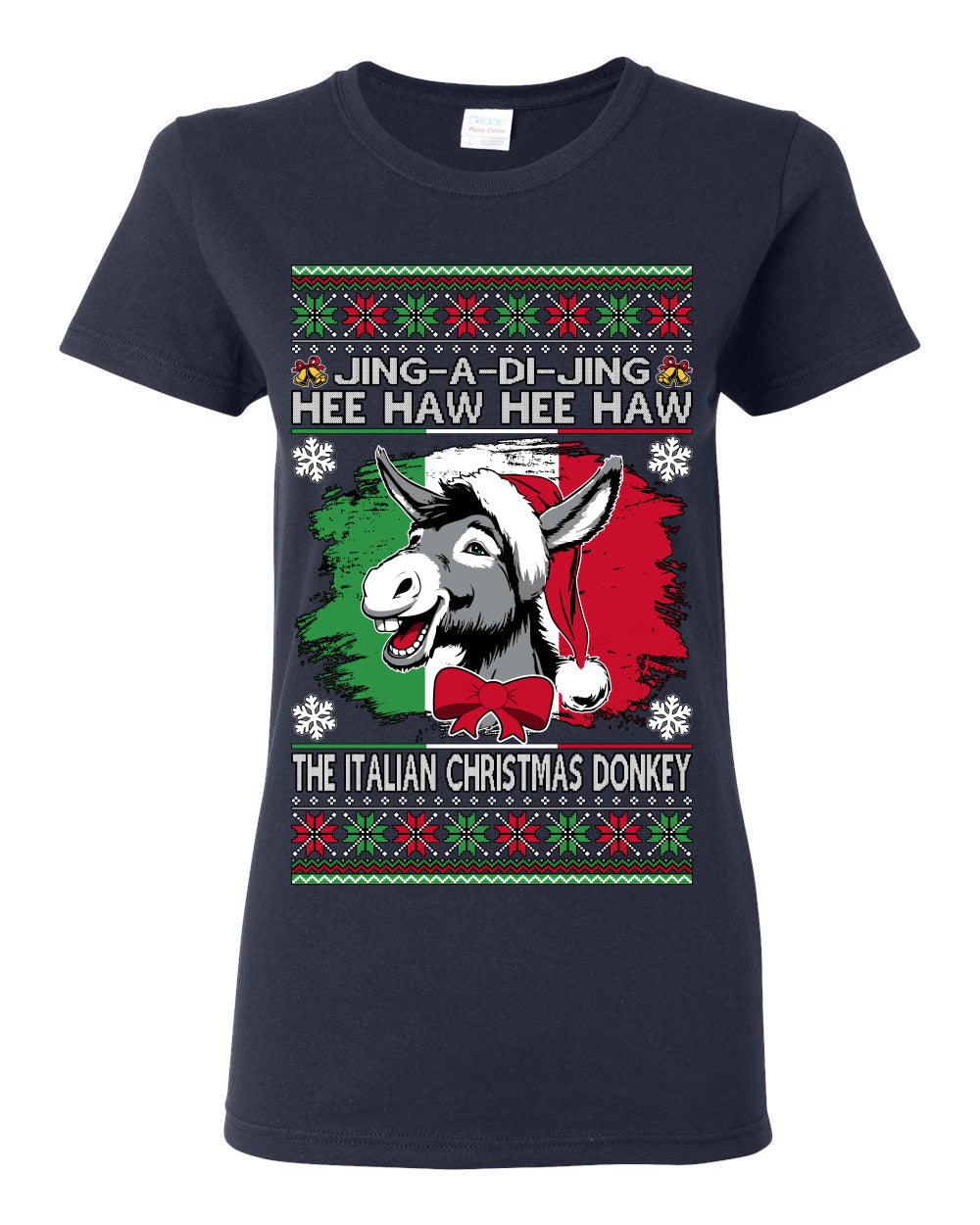 Jing a Di Jing Dominick the Italian Christmas Donkey, Classic New York Brooklyn Xmas Song Lyrics, Ugly Christmas Sweater Ugly Christmas Womens Graphic T-Shirt