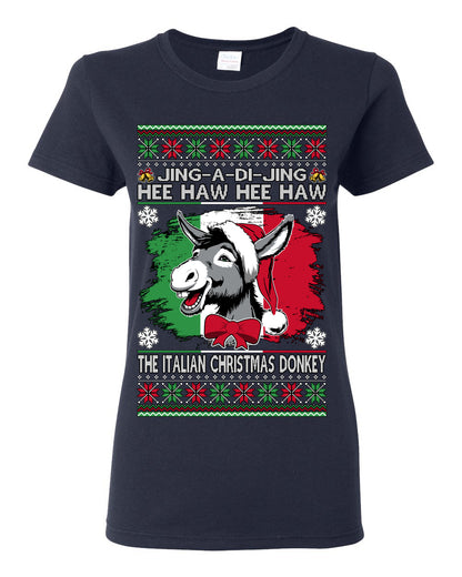 Jing a Di Jing Dominick the Italian Christmas Donkey, Classic New York Brooklyn Xmas Song Lyrics, Ugly Christmas Sweater Ugly Christmas Womens Graphic T-Shirt