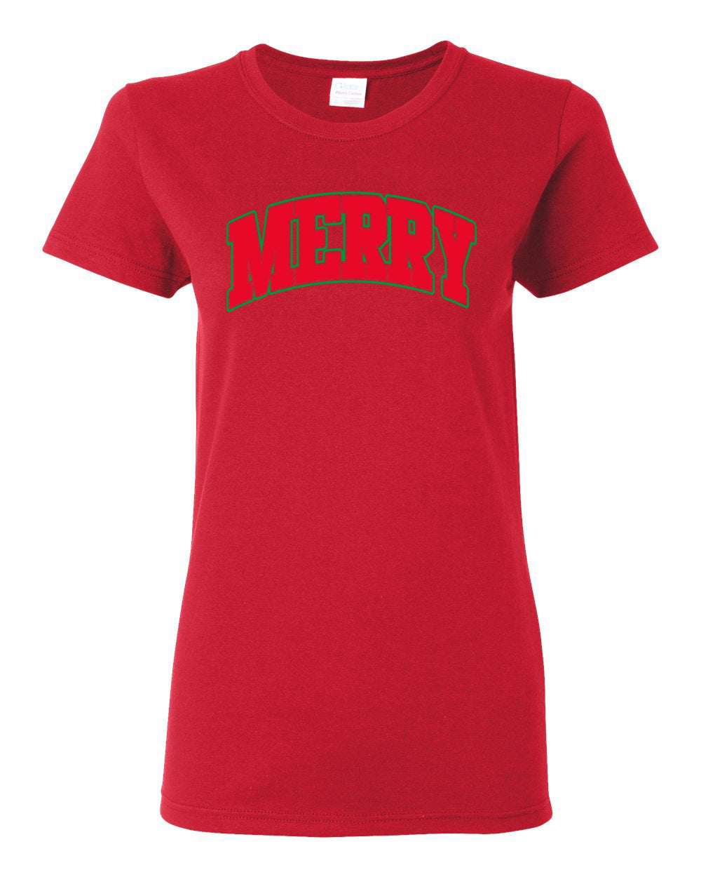 Merry | Cute Winter Holiday College Style Ugly Christmas Womens Graphic T-Shirt