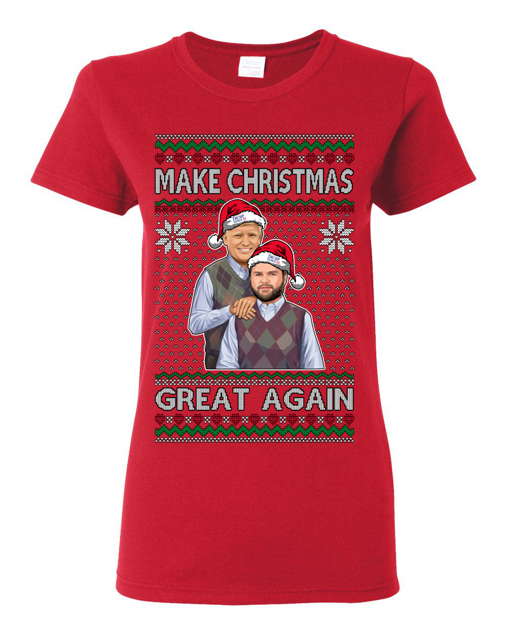 Make Christmas Great Again, MAGA Donald Trump JD Vance 2024, 2000s Comedy Movie Parody, Ugly Christmas Sweater Ugly Christmas Womens Graphic T-Shirt