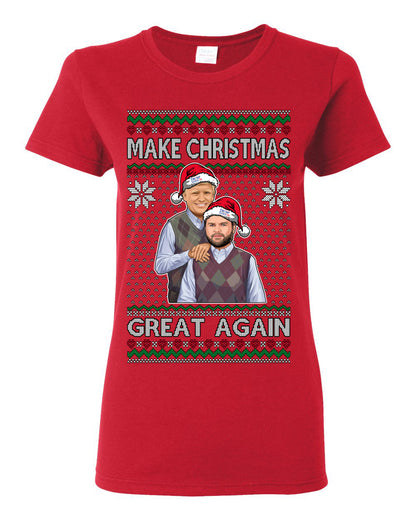 Make Christmas Great Again, MAGA Donald Trump JD Vance 2024, 2000s Comedy Movie Parody, Ugly Christmas Sweater Ugly Christmas Womens Graphic T-Shirt