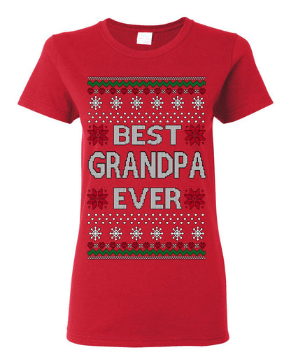 Best Grandpa Ever Classic Xmas Winter Holidays Ugly Christmas Sweater Ugly Christmas Womens Graphic T-Shirt