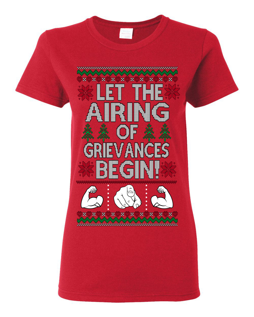 Let the Airing of Grievances Begin Funny TV Sitcom Festivus for the Rest of Us, Feats of Strength Iconic TV Quote Ugly Christmas Womens Graphic T-Shirt