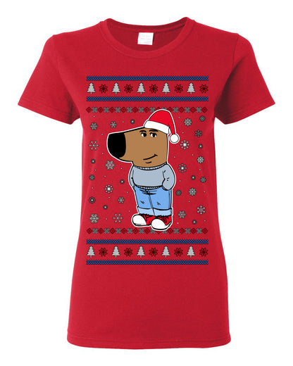 I'm Just a Chill Guy My New Character, Santa Dog Viral Meme Coin CHILLGUY Funny Internet Memes, Ugly Christmas Sweater Ugly Christmas Womens Graphic T-Shirt