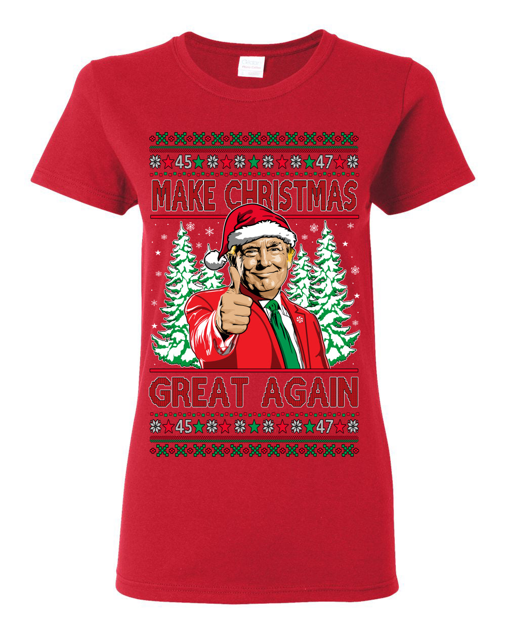 Make Christmas Great Again, Santa Claus Donald Trump, JD Vance 2024 Election Funny Political Conservative Republican Men Women Ugly Christmas Sweater Ugly Christmas Womens Graphic T-Shirt