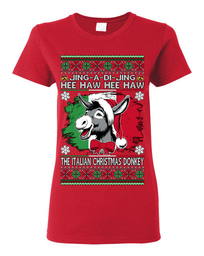 Jing a Di Jing Dominick the Italian Christmas Donkey, Classic New York Brooklyn Xmas Song Lyrics, Ugly Christmas Sweater Ugly Christmas Womens Graphic T-Shirt