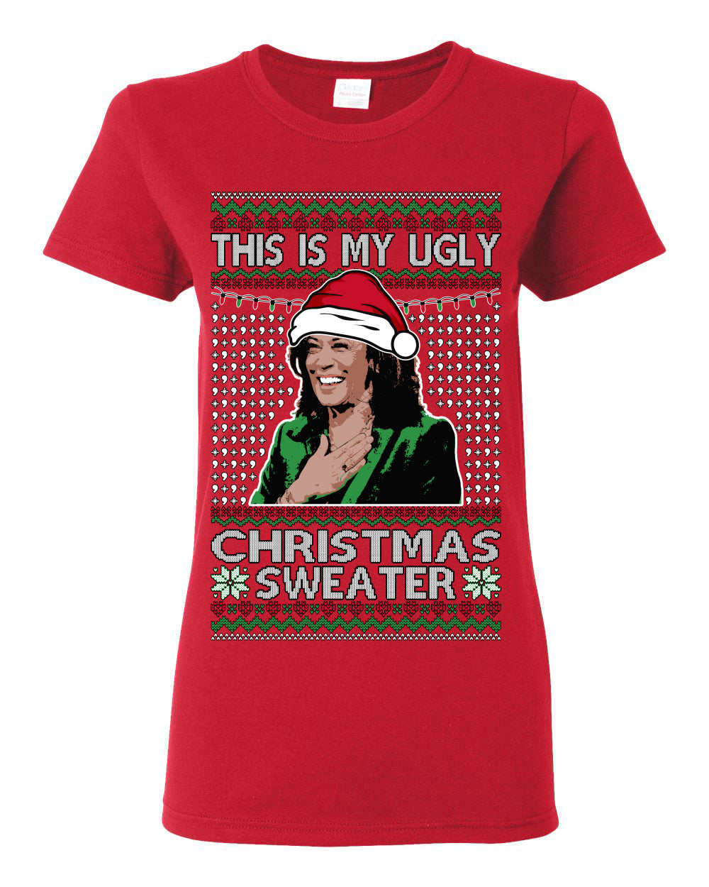 This Is My Ugly Sweater, Funny Santa Anti Kamala Harris, Political Ugly Christmas Sweater Ugly Christmas Womens Graphic T-Shirt