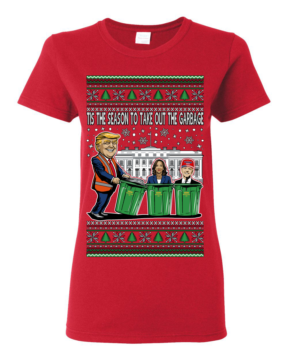 Tis the Season to Take Out the Garbage President Trump, 47th USA President of the United States, Gift for Republicans Conservatives Ugly Christmas Sweater Ugly Christmas Womens Graphic T-Shirt