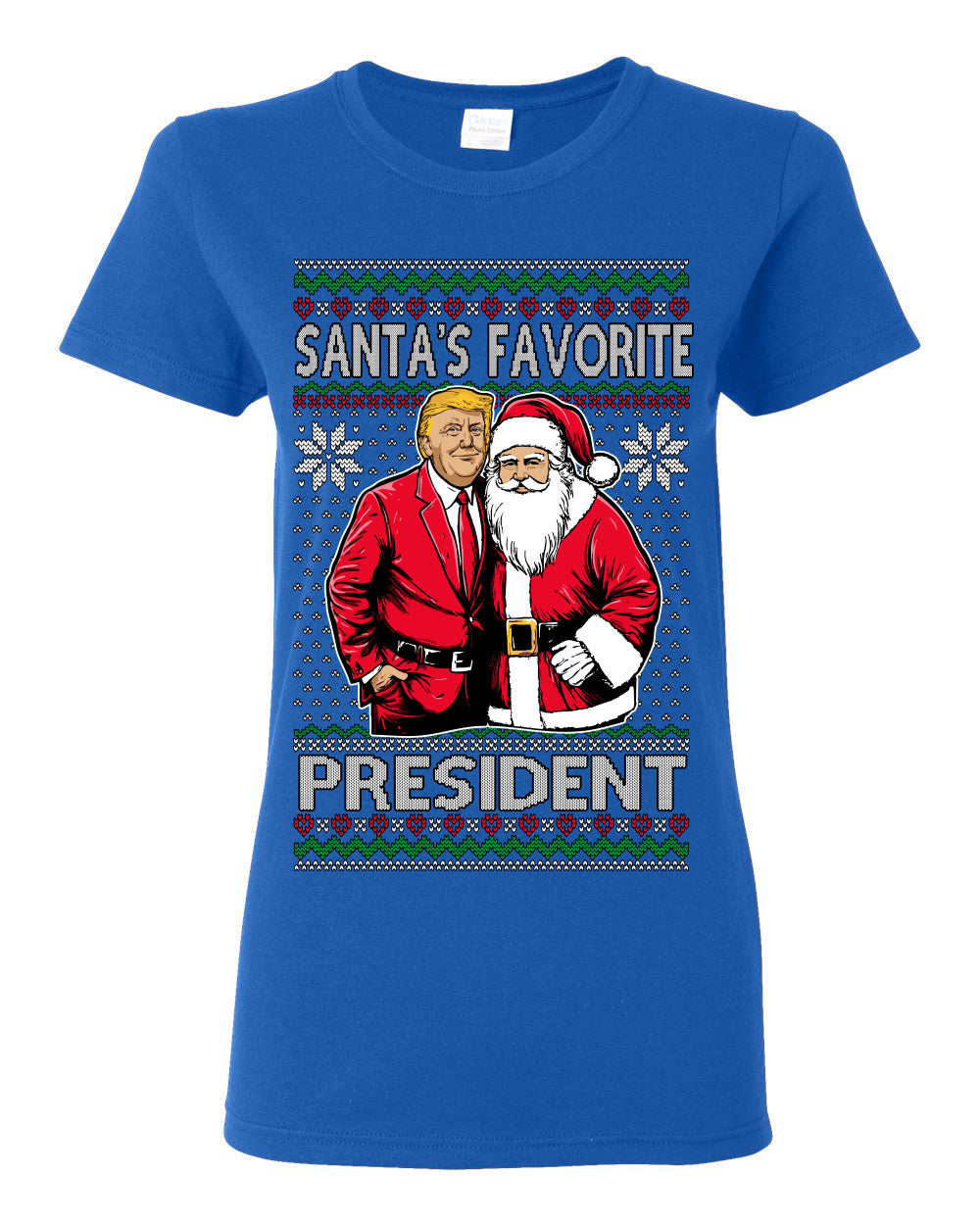 Santa's Favorite President Red Suit Trump, 47th USA President of the United States, Gift for Republicans Conservatives Ugly Christmas Sweater Ugly Christmas Womens Graphic T-Shirt