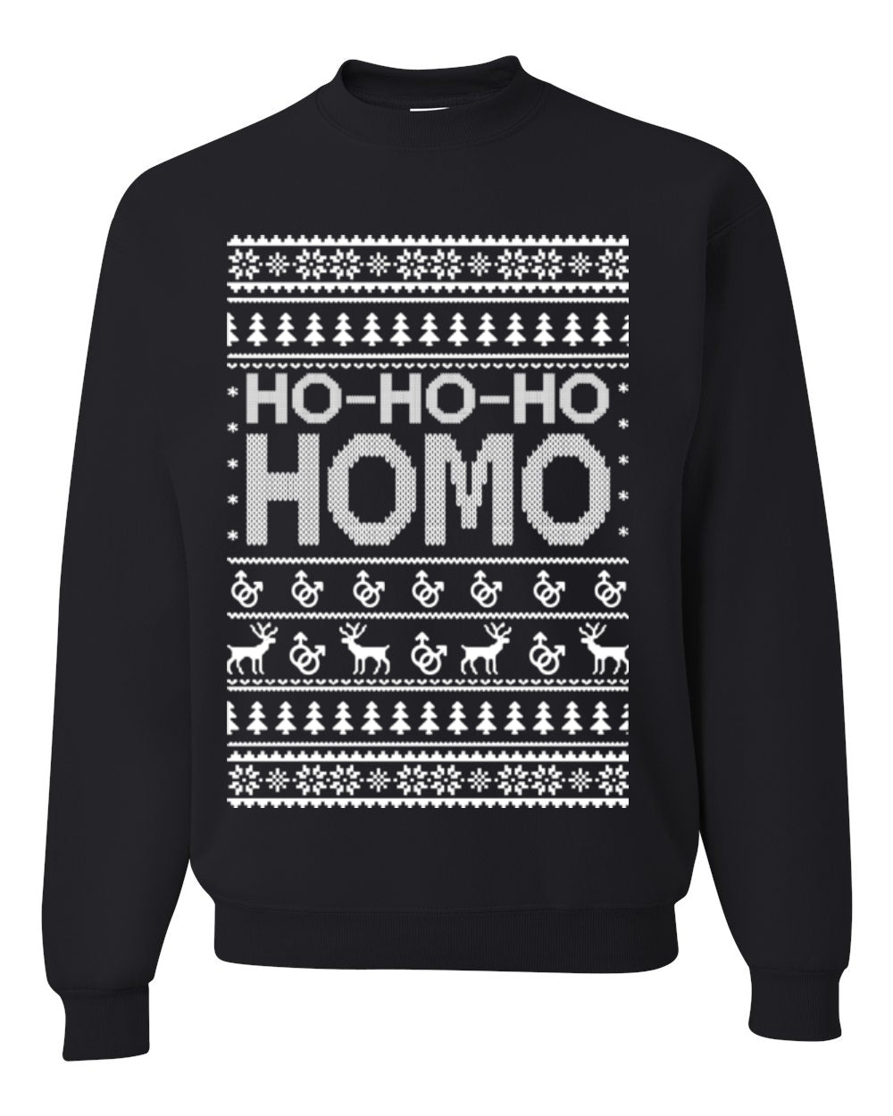 Ho Ho Ho Homo, Funny LGBT Pride Grey Greysexual Gay Lesbian Homosexual Bi Bisexual,  Ugly Christmas Unisex Crewneck Sweatshirt