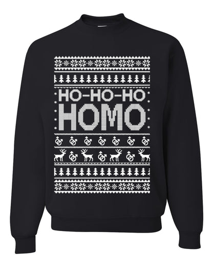 Ho Ho Ho Homo, Funny LGBT Pride Grey Greysexual Gay Lesbian Homosexual Bi Bisexual,  Ugly Christmas Unisex Crewneck Sweatshirt