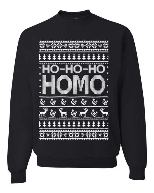 Ho Ho Ho Homo, Funny LGBT Pride Grey Greysexual Gay Lesbian Homosexual Bi Bisexual,  Ugly Christmas Unisex Crewneck Sweatshirt