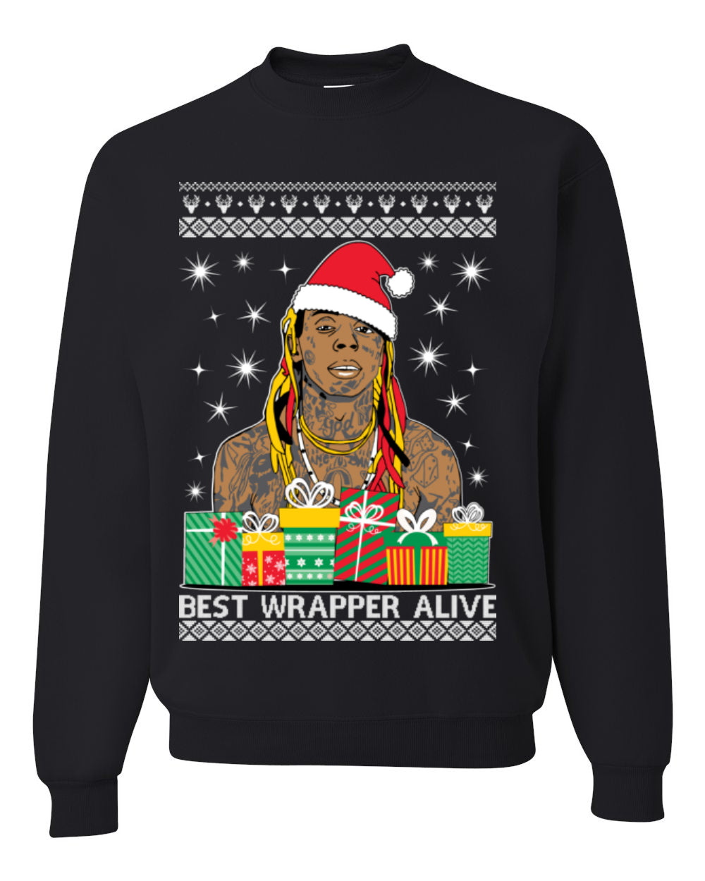 Best Wrapper Alive, Funny Hip Hop Music Tour Merch, Viral New Orleans NOLA Rapper Tune, Ugly Christmas Sweater Ugly Christmas Unisex Crewneck Sweatshirt