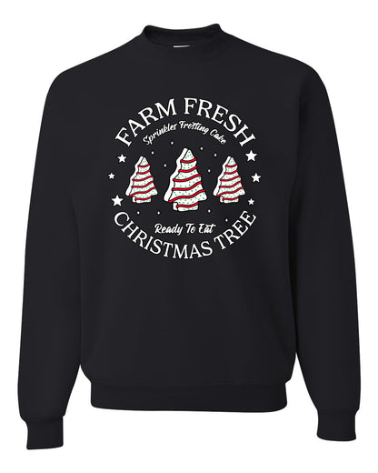Farm Fresh Christmas Tree, Sprinkle Frosted Cake, Ready to Eat | Classic Winter Holiday Dessert  Ugly Christmas Unisex Crewneck Sweatshirt