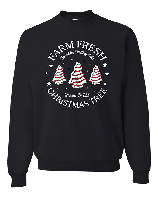 Farm Fresh Christmas Tree, Sprinkle Frosted Cake, Ready to Eat | Classic Winter Holiday Dessert  Ugly Christmas Unisex Crewneck Sweatshirt