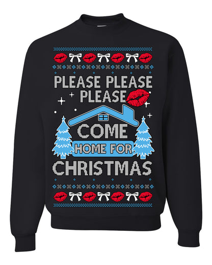 Please Please Please Come Home for Xmas, Sabrina Fan Viral Pop Song Concert Tour Merch, Ugly Christmas Sweater Ugly Christmas Unisex Crewneck Sweatshirt