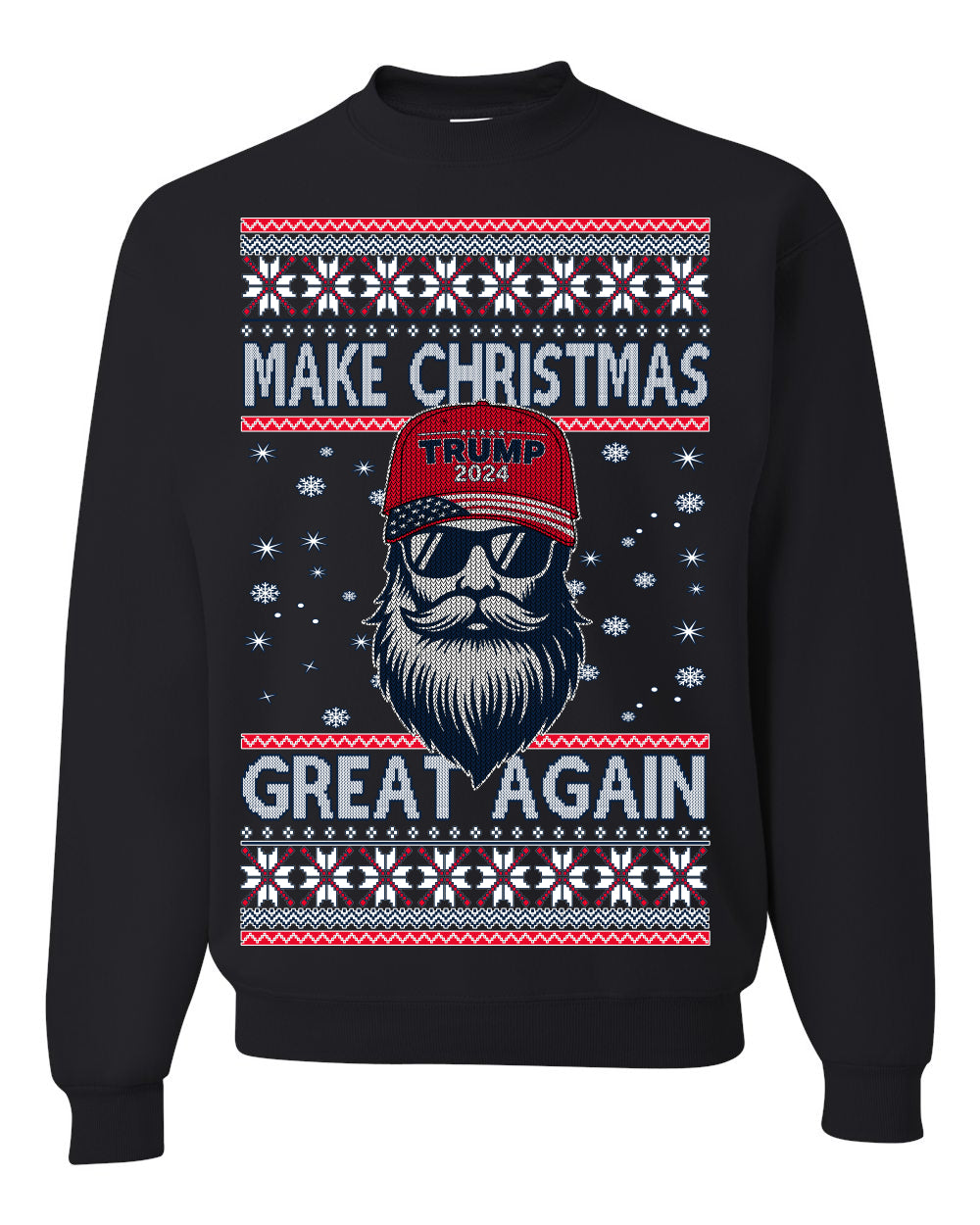 Make Christmas Great Again Trump Santa Claus 2024 MAGA,  Donald Trump JD Vance GOP Republican, Ugly Christmas Sweater Crewneck Sweatshirt Ugly Christmas Unisex Crewneck Sweatshirt