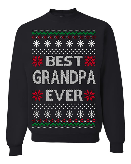 Best Grandpa Ever Classic Xmas Winter Holidays Ugly Christmas Sweater Ugly Christmas Unisex Crewneck Sweatshirt