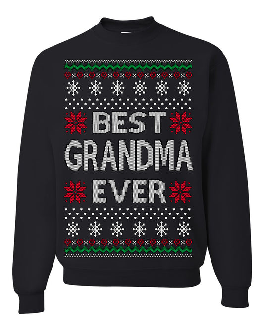 Best Grandma Ever Classic Xmas Winter Holidays Ugly Christmas Sweater Ugly Christmas Unisex Crewneck Sweatshirt