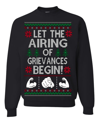 Let the Airing of Grievances Begin Funny TV Sitcom Festivus for the Rest of Us, Feats of Strength Iconic TV Quote Ugly Christmas Unisex Crewneck Sweatshirt