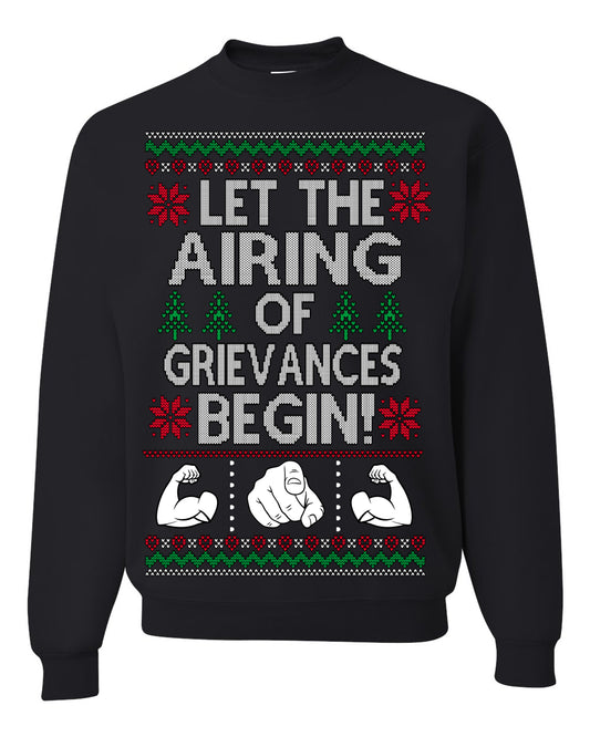 Let the Airing of Grievances Begin Funny TV Sitcom Festivus for the Rest of Us, Feats of Strength Iconic TV Quote Ugly Christmas Unisex Crewneck Sweatshirt