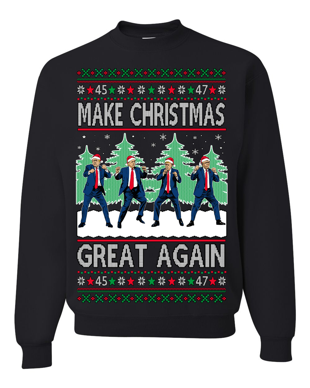 Make Christmas Great Again Shimmy Dance USA President Ugly Christmas Sweater Ugly Christmas Unisex Crewneck Sweatshirt