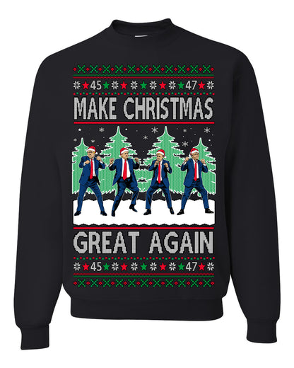 Make Christmas Great Again Shimmy Dance USA President Ugly Christmas Sweater Ugly Christmas Unisex Crewneck Sweatshirt
