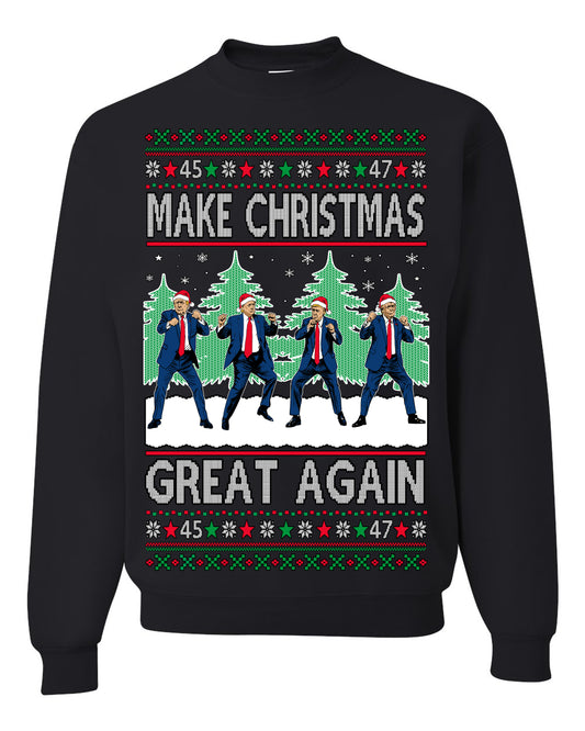 Make Christmas Great Again Shimmy Dance USA President Ugly Christmas Sweater Ugly Christmas Unisex Crewneck Sweatshirt