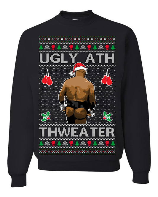 Ugly Ath Sweater Merry Chrithmith, Mike Tyson Butt Viral Ugly Ass Boxing Fight Meme Men Women Funny Ugly Christmas Sweater Ugly Christmas Unisex Crewneck Sweatshirt