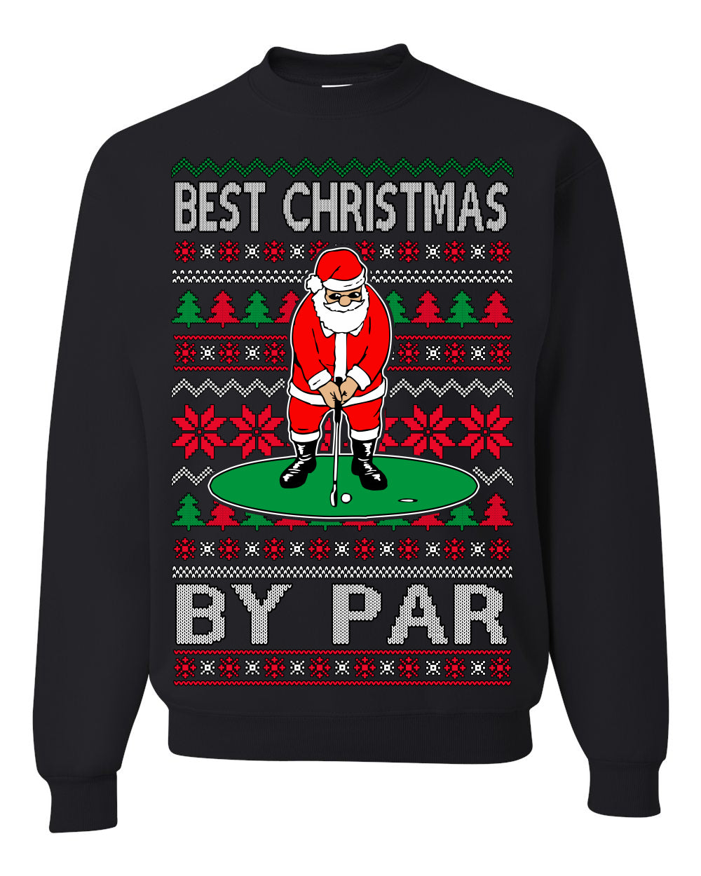 Best Christmas By Par Funny, Santa Golfing Iron Wedge Wood Drive Fore Birdie Eagle, Pun Sports Golf Ugly Christmas Sweater Ugly Christmas Men's T-Shirt