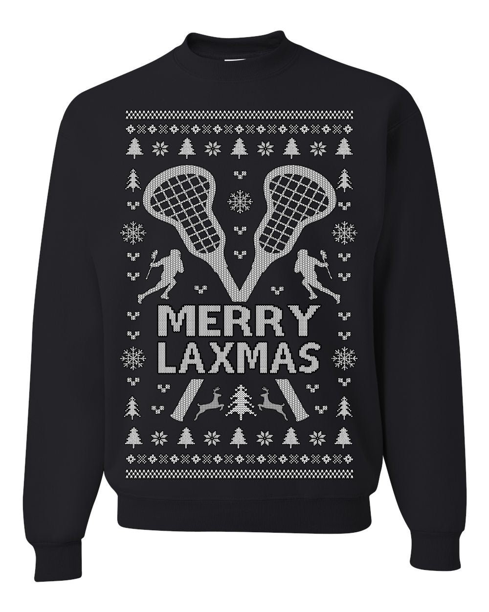 Merry Laxmas Funny Lacrosse Sports LAX, Teen Sport Player Boys Girls Adult Pun Ugly Christmas Sweater Ugly Christmas Men's T-Shirt