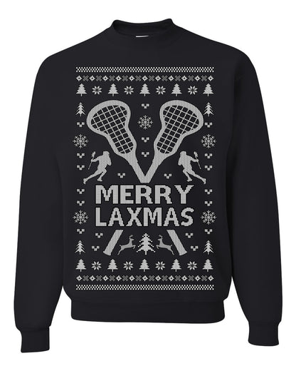 Merry Laxmas Funny Lacrosse Sports LAX, Teen Sport Player Boys Girls Adult Pun Ugly Christmas Sweater Ugly Christmas Men's T-Shirt