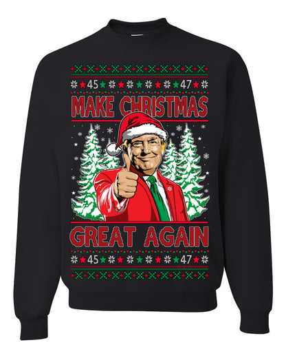 Make Christmas Great Again, Santa Claus Donald Trump, JD Vance 2024 Election Funny Political Conservative Republican Men Women Ugly Christmas Sweater Ugly Christmas Men's T-Shirt