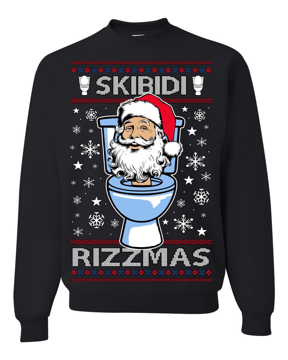 Skibidi Rizzmas Funny Toilet Video Viral Brain Rot Meme, Gen Z Alpha Slang Brainrot Memes Ugly Christmas Sweater Ugly Christmas Men's T-Shirt
