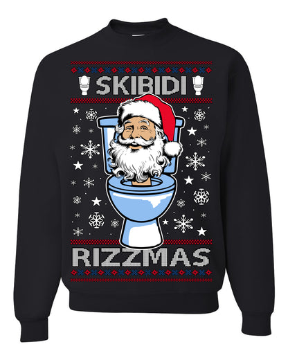 Skibidi Rizzmas Funny Toilet Video Viral Brain Rot Meme, Gen Z Alpha Slang Brainrot Memes Ugly Christmas Sweater Ugly Christmas Men's T-Shirt