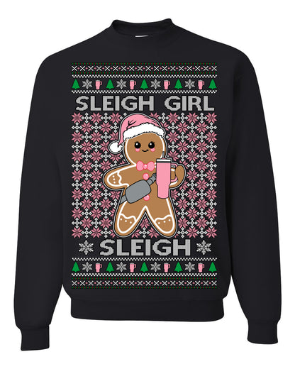 Sleigh Girl Sleigh Funny Trendy Pop Girly Sling Bag Coffee Cup Ugly Christmas Sweater Ugly Christmas Men's T-Shirt